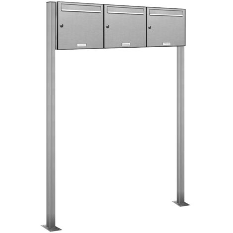3er Edelstahl Standbriefkasten Anlage Freistehend