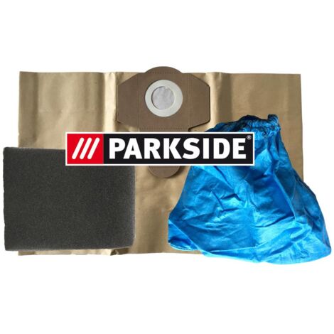 3er Filter Set Parkside: 1x Nassfilter + 1x Stoffbeutel/Trockenfilter + 1x Staubsaugerbeutel 20 L braun