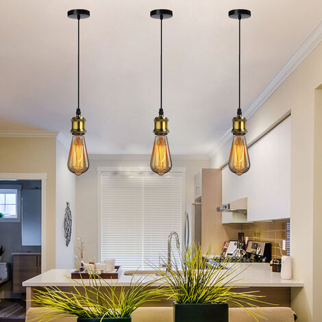 3er Lampenaufhängung E27, 100cm Lampenfassung Höhenverstellbar, 1 Flammig Edison Lampenhalte Ideal für Deckenlampe Wohnzimmer, Bronze