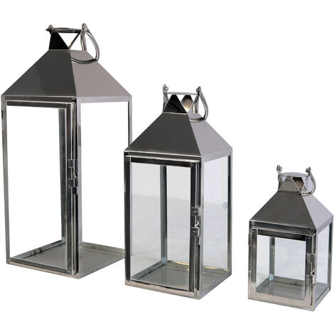 3er Laternen Set Edelstahl 25/40/53cm-DMC8130