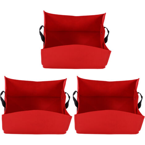 3er-Pack dicke, vliesstoffbeschichtete Pflanzsäcke für Gemüse und Setzlinge, mit Tragegriffen, rot-rosa, 40 x 30 x 20 cm