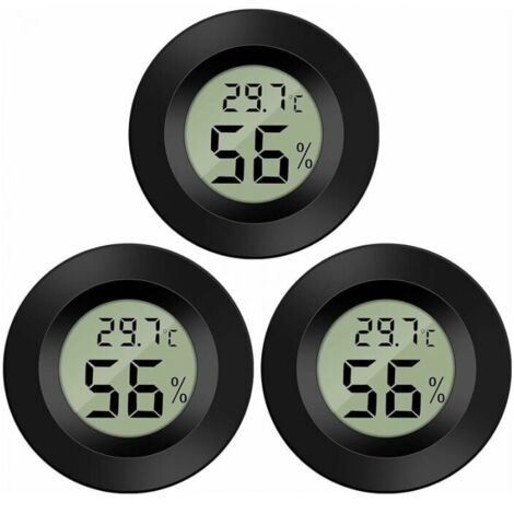 3er-Pack Digitales LCD-Hygrometer-Thermometer-Monitor-Feuchtigkeitsmessgerät für Luftbefeuchter, Luftentfeuchter, Gewächshaus, Keller, Babyzimmer, FLITI