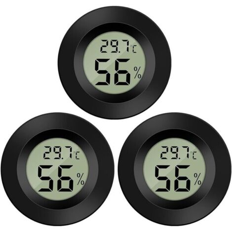 3er-Pack digitales LCD-Hygrometer-Thermometer zur Feuchtigkeitsmessung für Luftbefeuchter und Luftentfeuchter in Gewächshäusern, Kellern und Babyzimmern