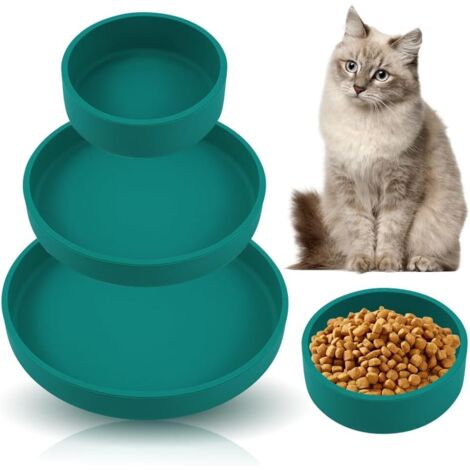 3er-Pack Futternäpfe für Katzen, Silikon-Futternapf, flacher Silikon-Futternapf, ovaler Silikon-Trinknapf, breit, für Kitten-Trockenfutter und Nassfutter