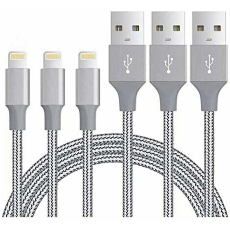 3er-Pack iPhone-Ladekabel 3 Fuß, MFI-zertifiziertes Lightning-Kabel, mit Nylon geflochtenes iPhone-Ladekabel, kompatibel mit iPhone 11 Xs Max XR X 8 7 6s Plus, iPad Mini/Air, iPod, Airpods – Schwarz