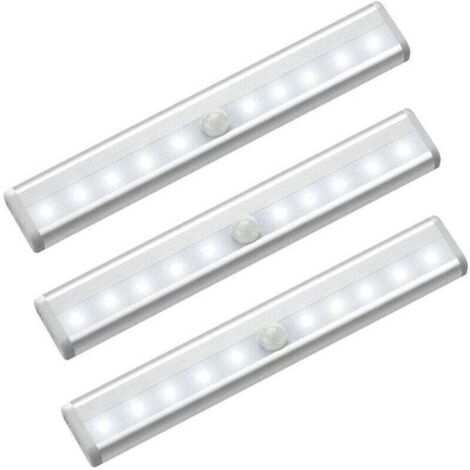 3er-Pack LED-Schrankleuchten mit Bewegungsmelder, 10 kabellose LED-Strahler, LED-Schrankleuchten, batteriebetriebene LED-Beleuchtung mit Magnetstreifen, Nachtlicht für Kinder