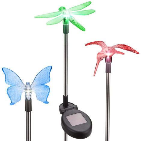 3er-Pack mehrfarbige LED-Solar-Gartenleuchten in Schmetterlingsform