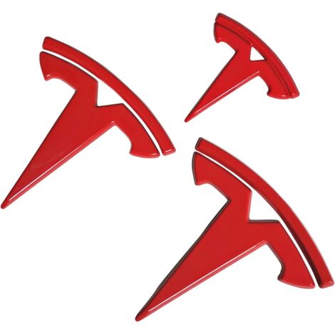 3er-Pack Tesla Model 3 Auto-Lenkradlogo-Aufkleber (Rot)