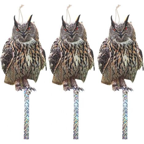 3er-Pack Vogelabwehr - Taubenabwehr, Eulenabwehr - reflektierend - mit Eulenglocke
