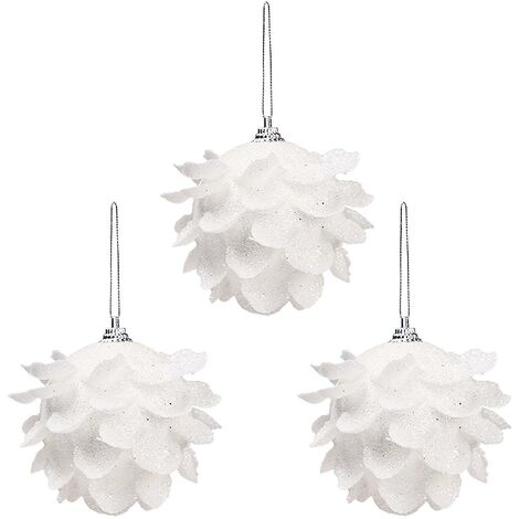 3er Pack Weihnachtsblüten Glitzer Schaumstoffkugeln Christbaumschmuck Weihnachtskugeln 8cm dünn