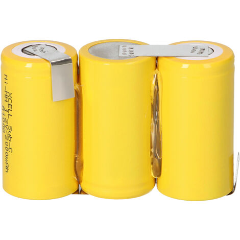 3er Reihe Akku Sub-C 2000mAh 3,6V NiMH mit Lötfahne schräg