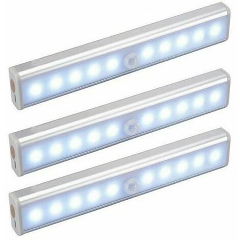 3er-Set 10 LED-Lampen, kabellos, über USB aufladbar, magnetisch, Bewegungsmelder, tragbar. Schranklicht, tragbare Notfalllampe, Kindernachtlicht, Hilfslicht