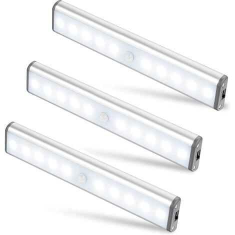 ERSANDY 3er-Set, 10 LED-Lampen, kabellos, wiederaufladbar über USB, magnetisiert, Bewegungssensor, 2 Beleuchtungsmodi, tragbar. Schrankleuchte, tragbare Notfallleuchte, Nachtlicht für Kinder, extra… [Energiek