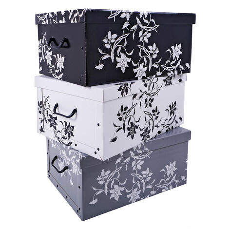 3.05 Storage Box 49x39x24 - 3er Set - grau, weiß, schwarz