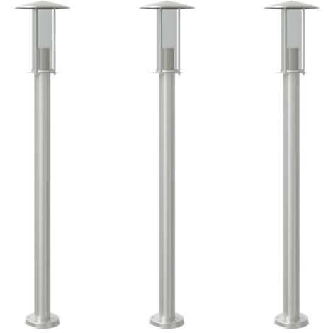 3er Set Außenlampen Silber 100 cm Edelstahl