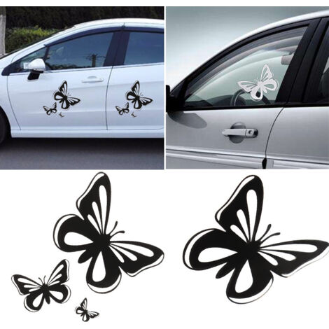 3er-Set Autoaufkleber mit Blumenmotiv und Schmetterlingsmotiv