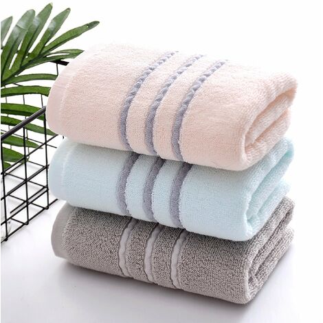3er-Set Baumwollhandtücher, Handtuch-Set, 72 x 32 cm, Badetücher, Handtücher, Baumwoll-Badelaken, rosa, weiße, graue Handtücher für Badezimmer und Küche