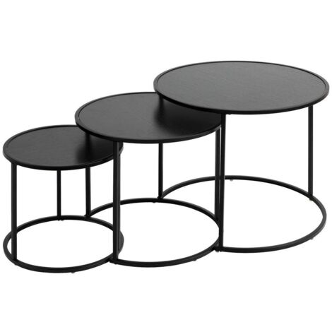 3er-Set Beistelltisch Noan schwarz B54 45 35cm - Atmosphera créateur d'intérieur