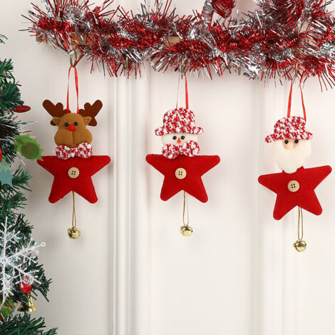 3er-Set Christbaumschmuck: Plüsch-Schneemann, Weihnachtsmann, Bär, Elch