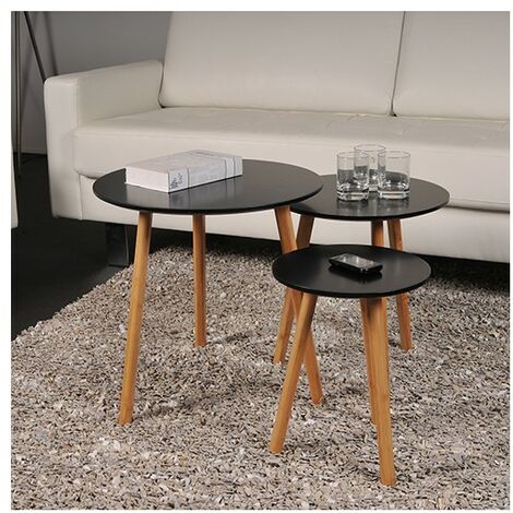 3er-Set Couchtische VENUS / Schwarz/