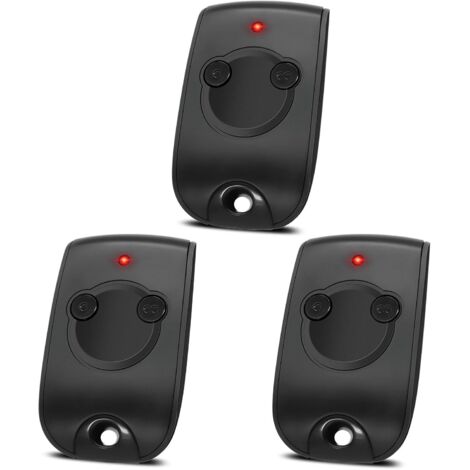 3er-Set Ersatz-Torfernbedienungen für SOM-1841026, Torfernbedienung mit Rolling Code, 2 Kanäle, 433,42 MHz, Schwarz