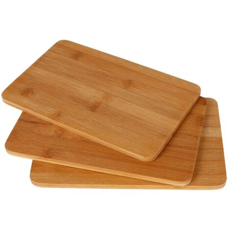3er Set Frühstücksbrettchen aus Bambus Holz Schneidebrett Küchenbrett Holzbrett 22x14x0,8 cm - Holzbrettchen Set robust und leicht zu pflegen