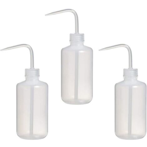 3er-Set Gießkannen à 250 ml, sichere Quetsch-Gießflaschen aus Kunststoff für künstliche Pflanzen und kleine Topfpflanzen, mit gebogenem, schmalem Ausguss für Kinder