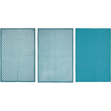 3er-Set Küchentücher - bedruckt - Baumwolle - entenblau - 45x70 cm