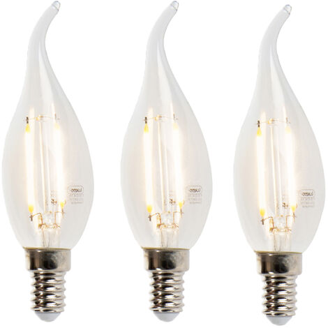 LUEDD 3er-Set LED-Filament-Kerzenlampe E14 3W 2700K 250lm F35 dimmbar klar