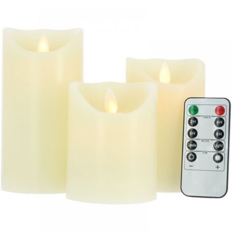 3er Set LED-Kerzen mit flackernder Flamme und Fernbedienung