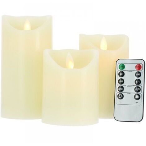 3er-Set LED-Kerzen mit flackernder Flamme und Fernbedienung