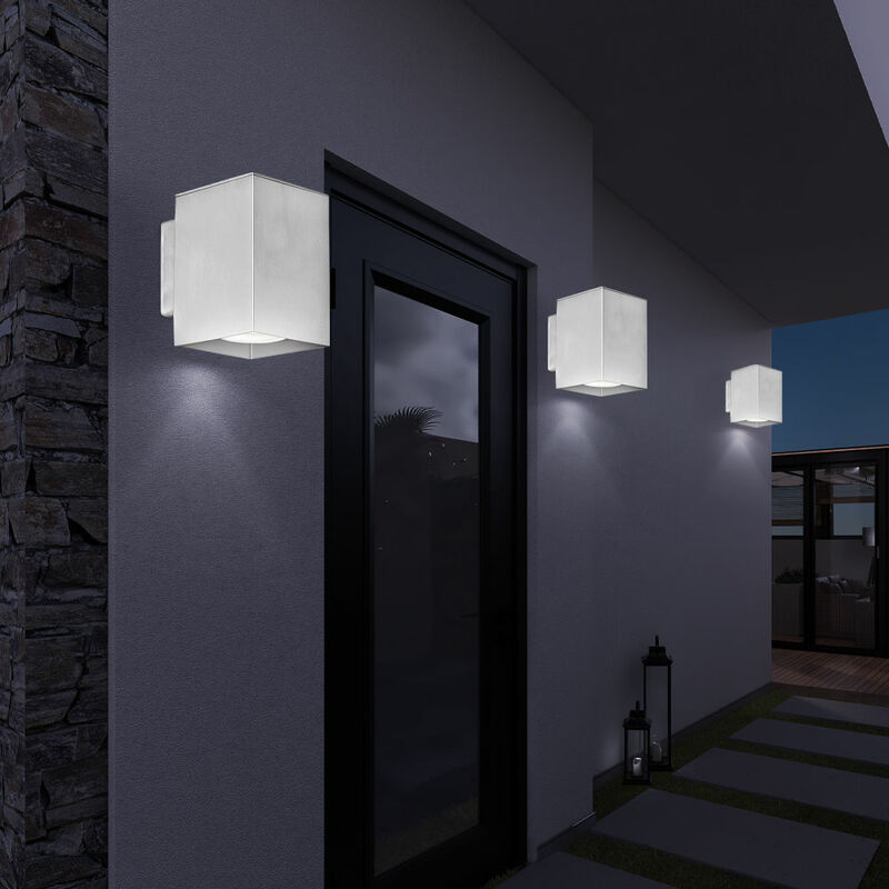 3er Set LED Haus Wand Lampen Außen Strahler Fassaden Leuchten Alu Down Spot