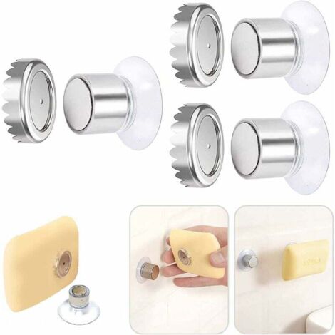 3er Set Magnetischer Seifenhalter mit Saugnapf Magnetischer Seifenhalter Dusche Wandhalterung Edelstahl Wandhalterung Ohne Bohren Badezimmer Küche Toilette (3PCS-Zylindrisch) 3,1 x 1,9 6 cm