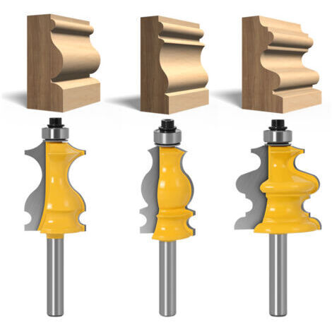 3er-Set Oberfräser für architektonische Formteile 8 mm, Holzbearbeitungsfräser