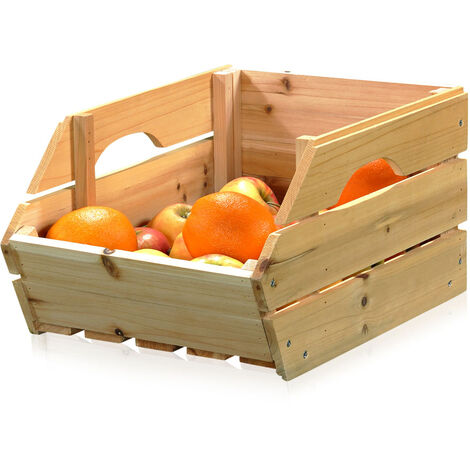 3er Set Obstkiste mit Griffen Stapelkiste Massivholz Holzkisten Kartoffelkiste Apfelkisten Weinkisten