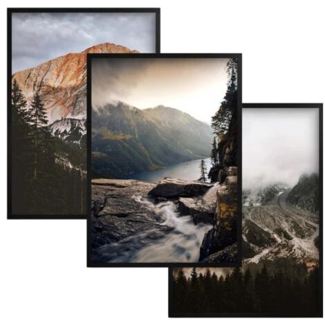 3er Set Poster Bilder Wandset Berge Wohnzimmer Schlafzimmer Deko