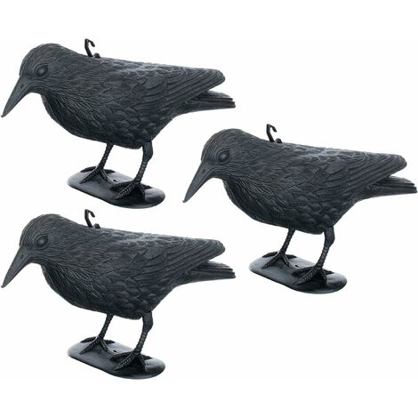 Brema Figurine De Jardin, Corbeau Anti-Pigeon Et De Décoration, Noir