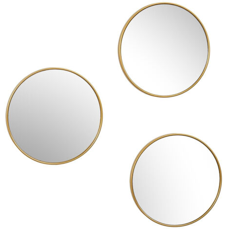 3er Set runde Spiegel Toronto 26 cm Goldrahmen