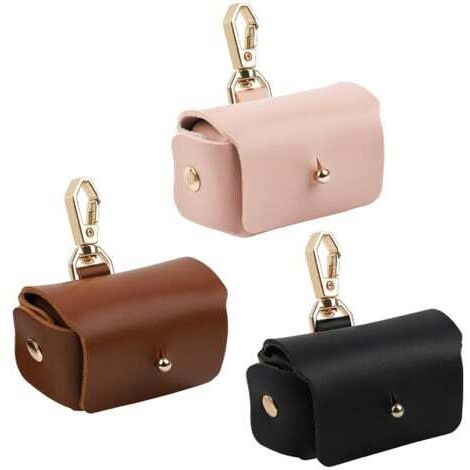 3er-Set Schmuckpräsentationsbox aus Leder, Ringbox für Paare mit Aufhängeöse, Schwarz, Braun, Rosa