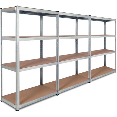 3er-Set Schwerlastregale mit 12 Böden H. 150 CM