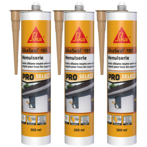 3er-Set Silikon-Dichtstoffe SIKA Sikaseal-185 Schreinerei - Steinbeige - 300ml