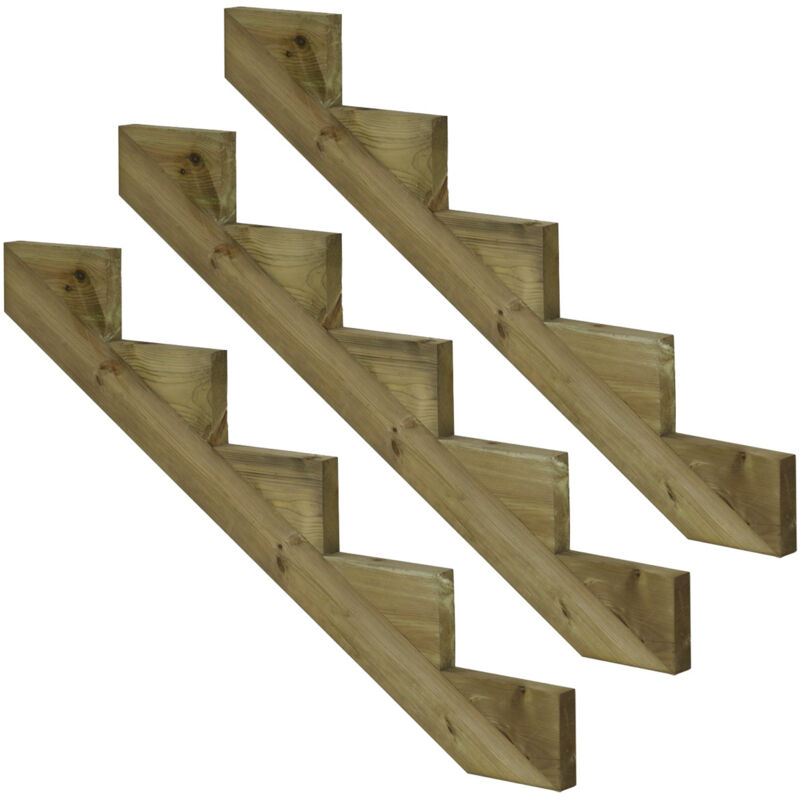 Vinuovo - 3er Set Treppenwange 5 Stufen Aus Kdi Holz Für Gartentreppen-höhe 85cm