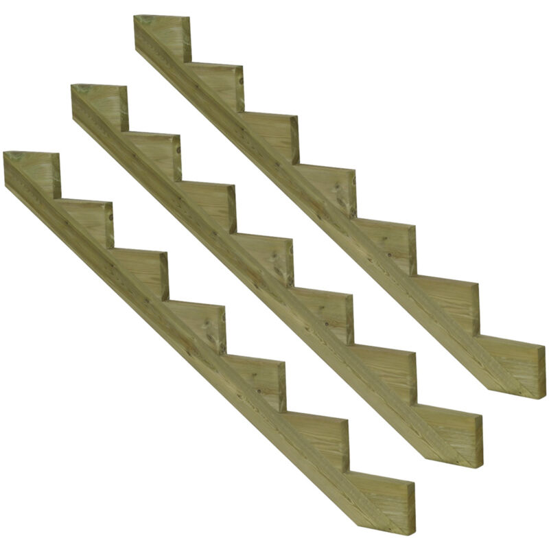 Vinuovo - 3er Set Treppenwange 7 Stufen Aus Kdi Holz Für Gartentreppen-höhe 119cm