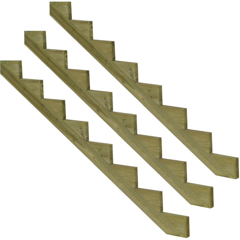 Vinuovo - 3er Set Treppenwange 8 Stufen Aus Kdi Holz Für Gartentreppen-höhe 136cm
