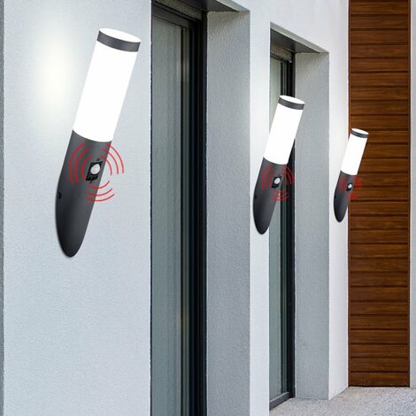 3er Set Wand Fackel Außen Lampe Bewegungsmelder Fassaden Leuchte ANTRHAZIT im Set inkl. LED Leuchtmittel