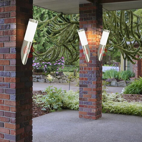3er Set Wand Leuchten Außen Lampen Edelstahl Bewegungsmelder Garten Eingang Lichter