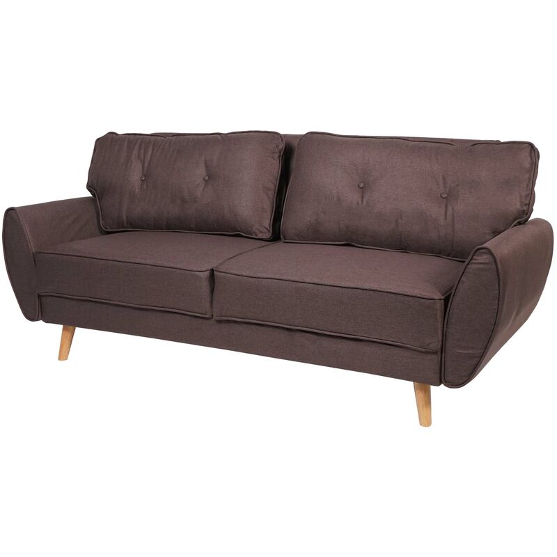 3er-Sofa HHG-474, Couch Klappsofa Lounge-Sofa, Schlaffunktion ~ Stoff/Textil braun