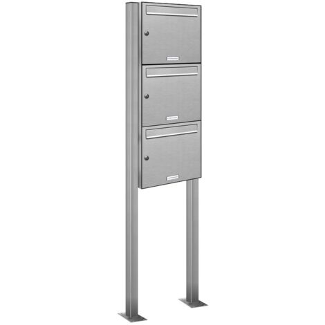 3er V2A Edelstahl Standbriefkasten Anlage Freistehend