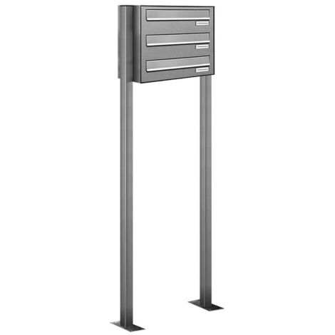 3er V2A Edelstahl Standbriefkasten Freistehend Durchwurfanlage