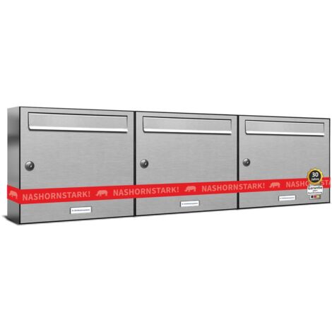 3er V2A Edelstahl Wandbriefkasten Anlage 3 Fach Briefkasten Postkasten